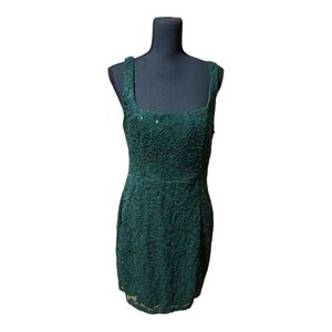B Darling Emerald Green Floral Pattern Sequin Dress Jr 15/16